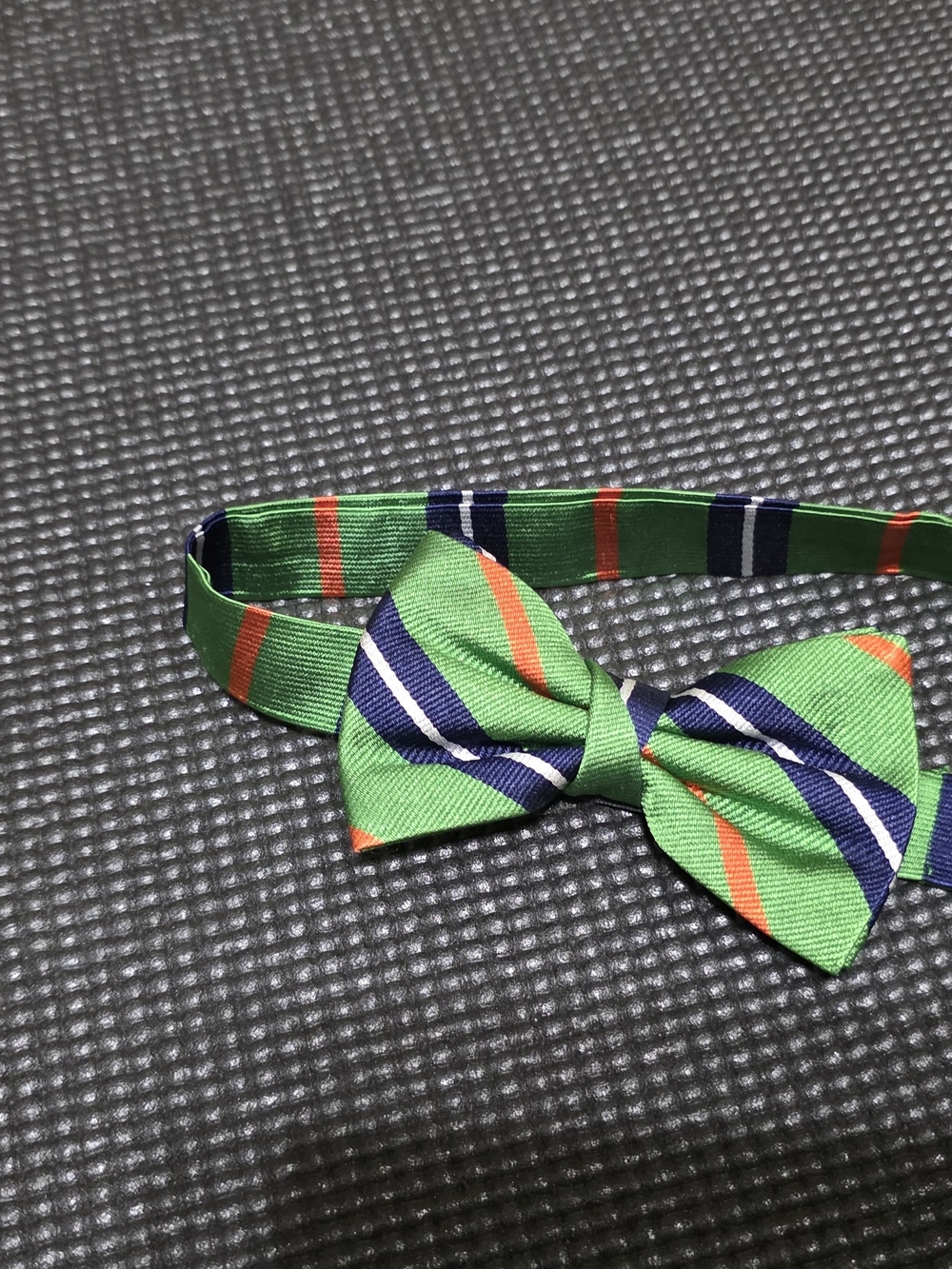 Ralph Lauren Green Striped Bow Tie with Navy and Orange Accents